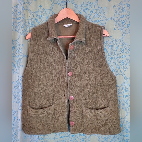 Eucalyptus Handmade In Guatemala Quilted Green Boho Vest, Size Medium - Picture 8 of 8